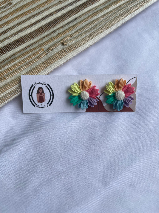 Pastel Rainbow Flower studs