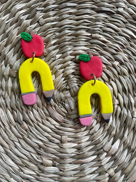 Apple and Pencil Arch Dangle