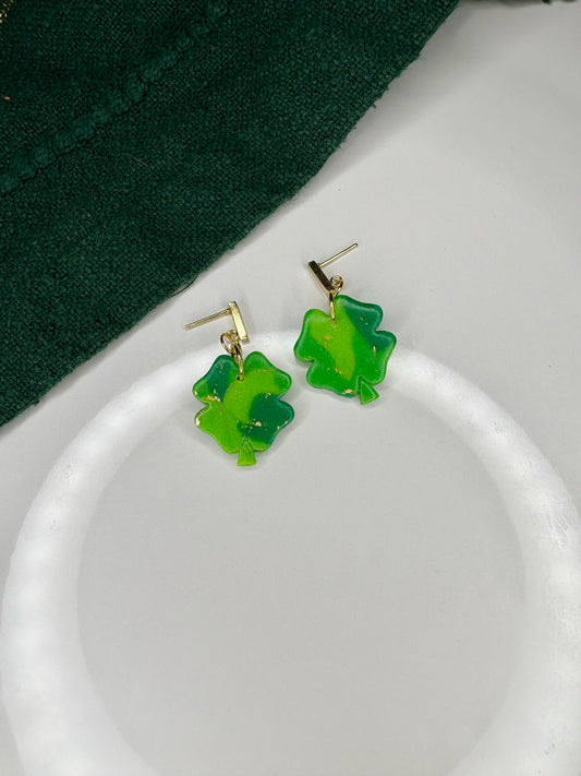 Clover Green Marble Dangle