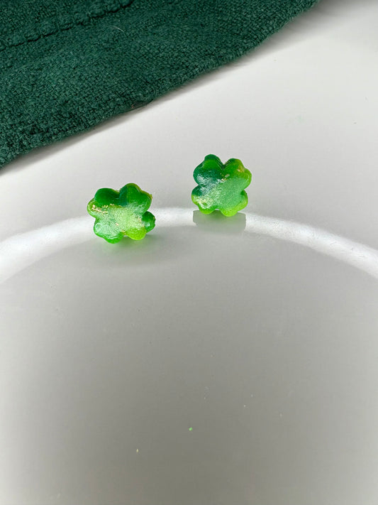 4 Leaf Clover Marble stud