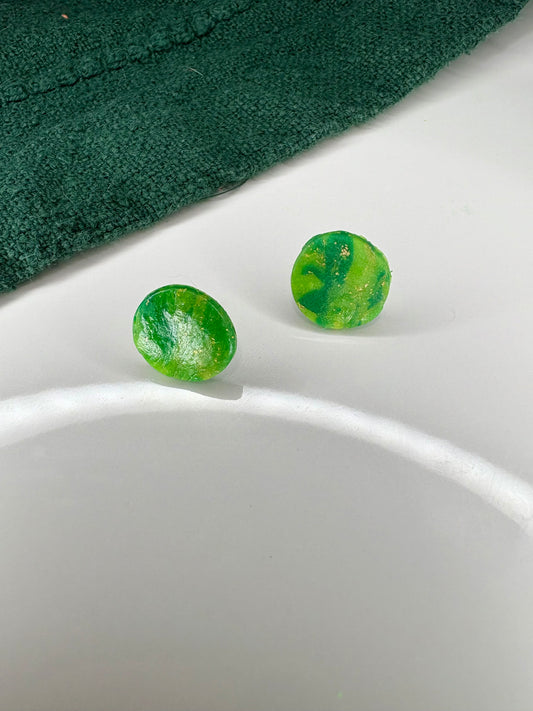 Green Marble Circle Stud