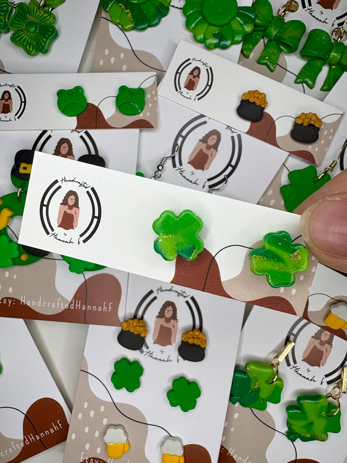4 Leaf Clover Marble stud